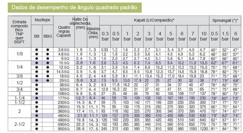 Bico de Cone Cheio Quadrado BB